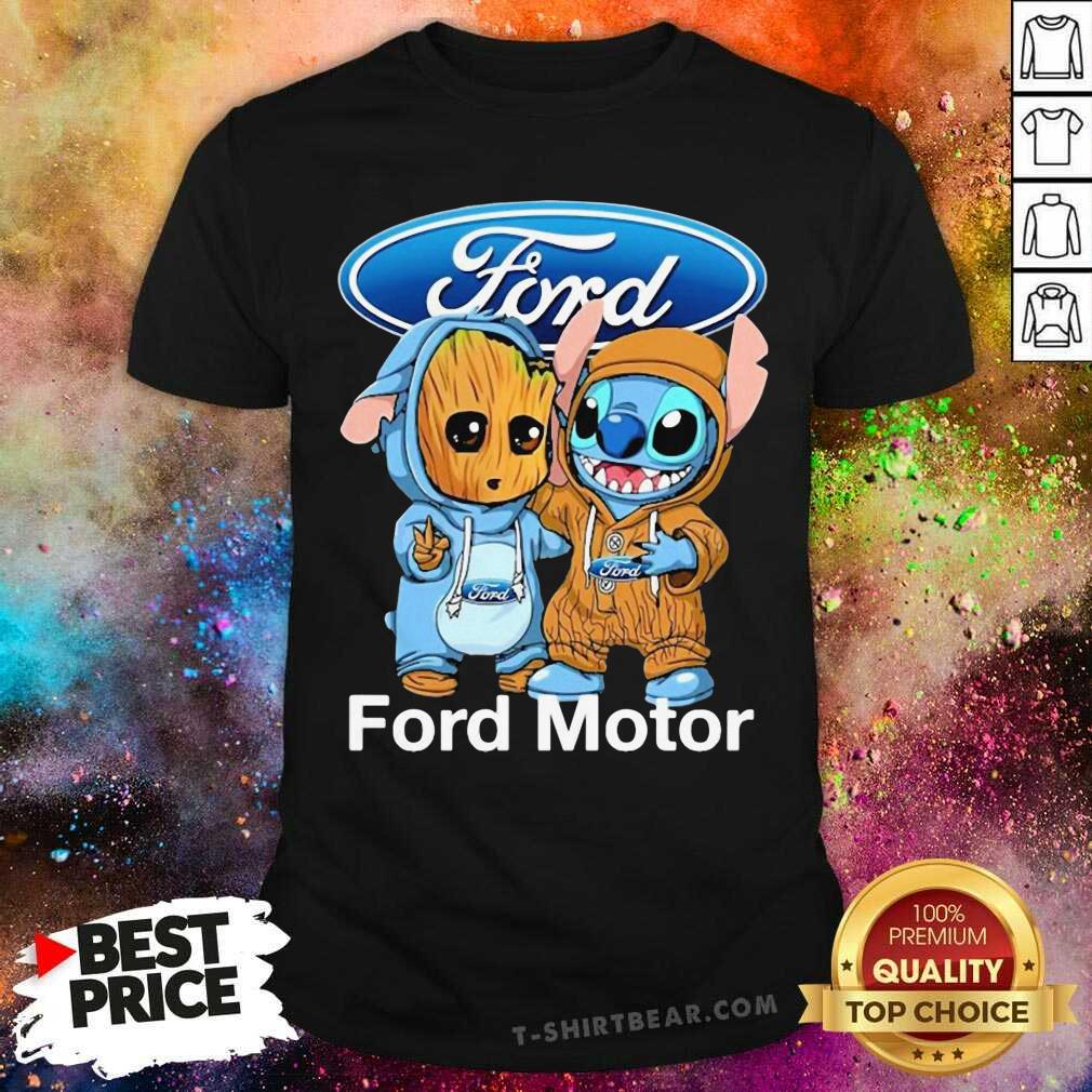 Cute Baby Groot And Stitch Ford Motor Logo Shirt - Design by T-shirtbear.com