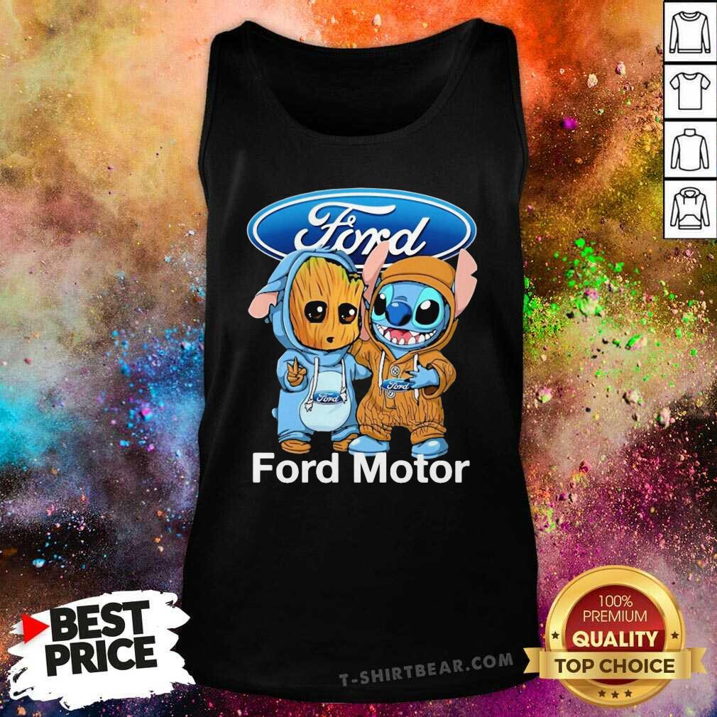 Cute Baby Groot And Stitch Ford Motor Logo Tank Top - Design by T-shirtbear.com