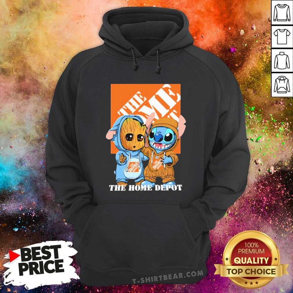 Funny Baby Groot And Stitch The Home Depot Logo Hoodie - Design by T-shirtbear.com